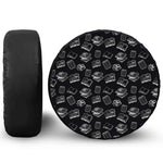 Black And White Books Pattern Print Tire Cover