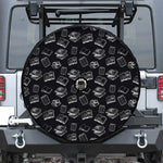 Black And White Books Pattern Print Tire Cover With Camera Hole
