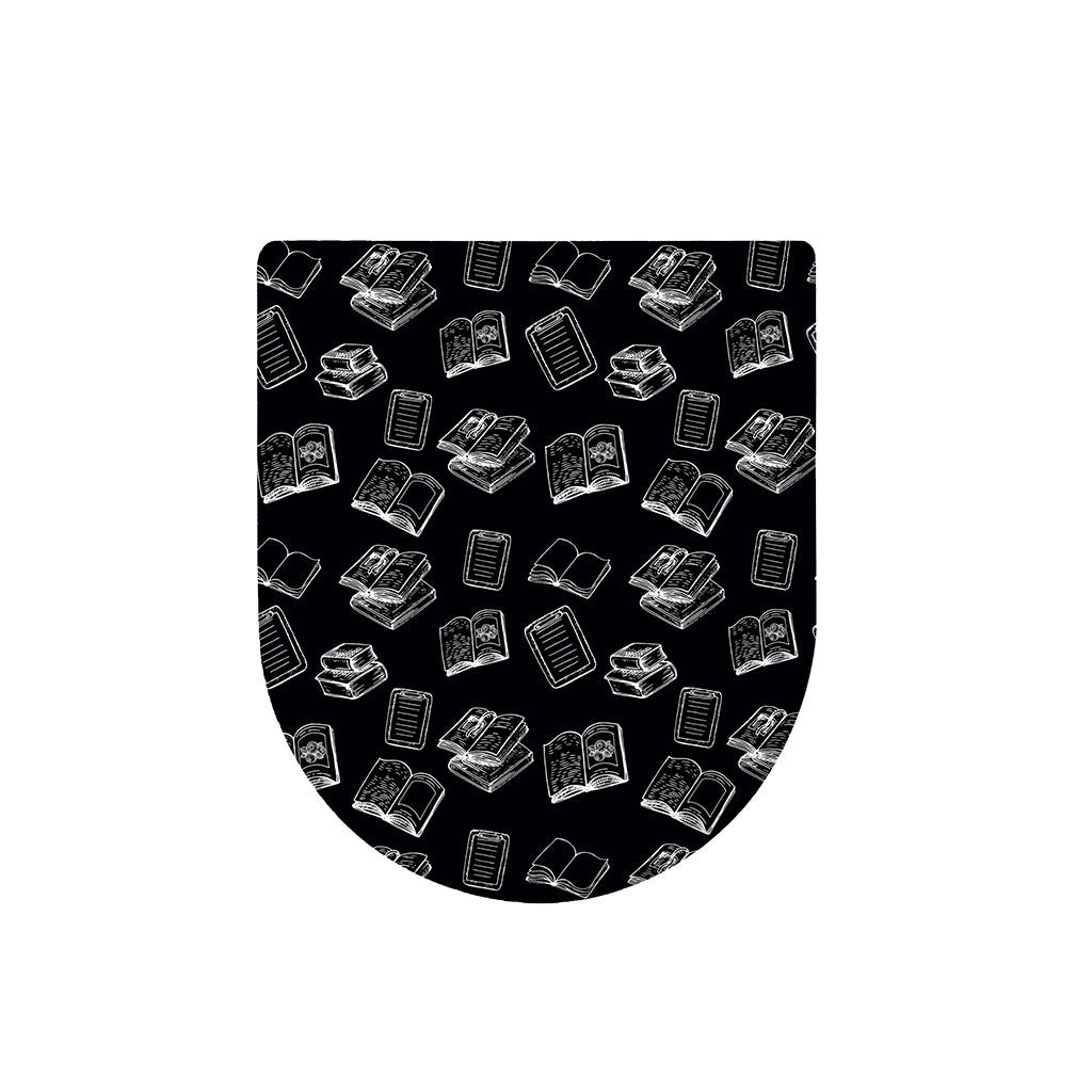 Black And White Books Pattern Print Toilet Lid Cover
