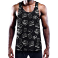 Black And White Books Pattern Print Men's Workout Tank Top