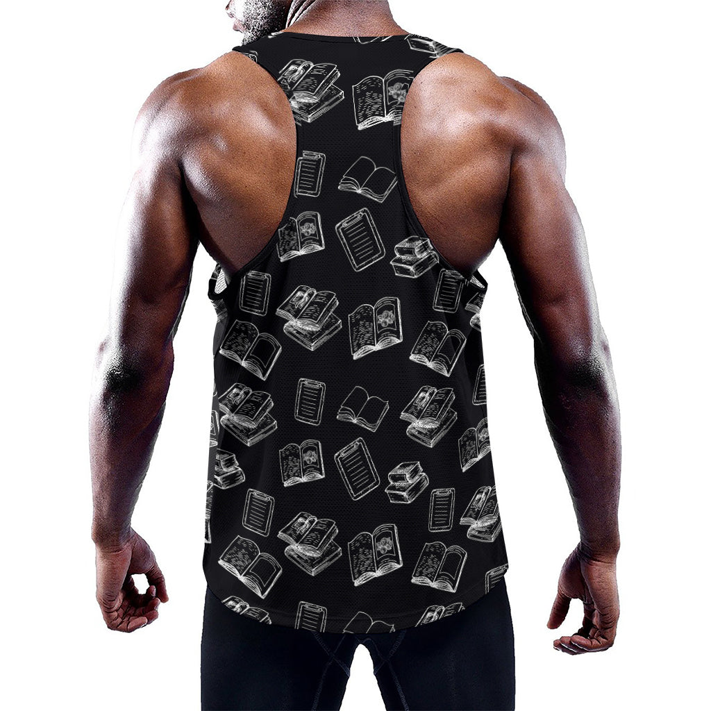 Black And White Books Pattern Print Training Tank Top