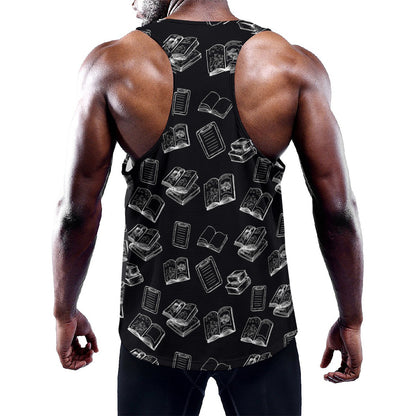 Black And White Books Pattern Print Training Tank Top