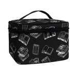 Black And White Books Pattern Print Travel Makeup Bag