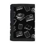 Black And White Books Pattern Print Trifold Wallet