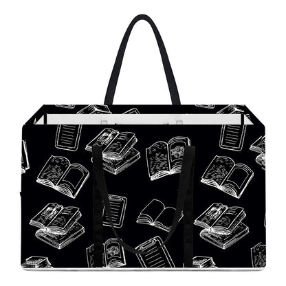 Black And White Books Pattern Print Utility Tote Bag