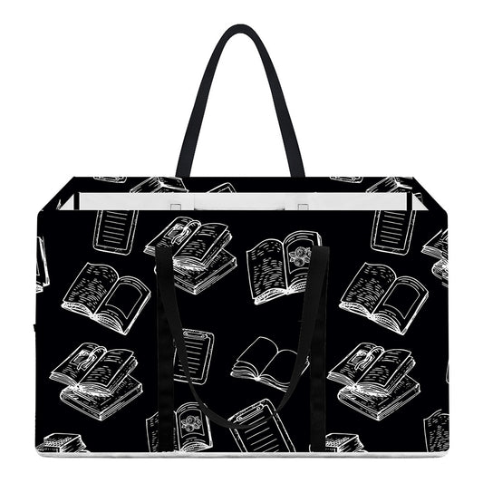 Black And White Books Pattern Print Utility Tote Bag