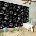 Black And White Books Pattern Print Wall Sticker