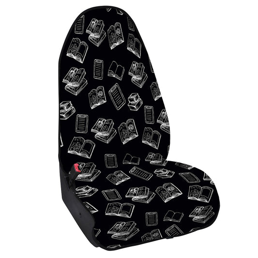 Black And White Books Pattern Print Waterproof Car Seat Cover