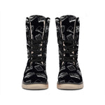 Black And White Books Pattern Print Winter Boots