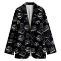 Black And White Books Pattern Print Women's Cotton Blazer