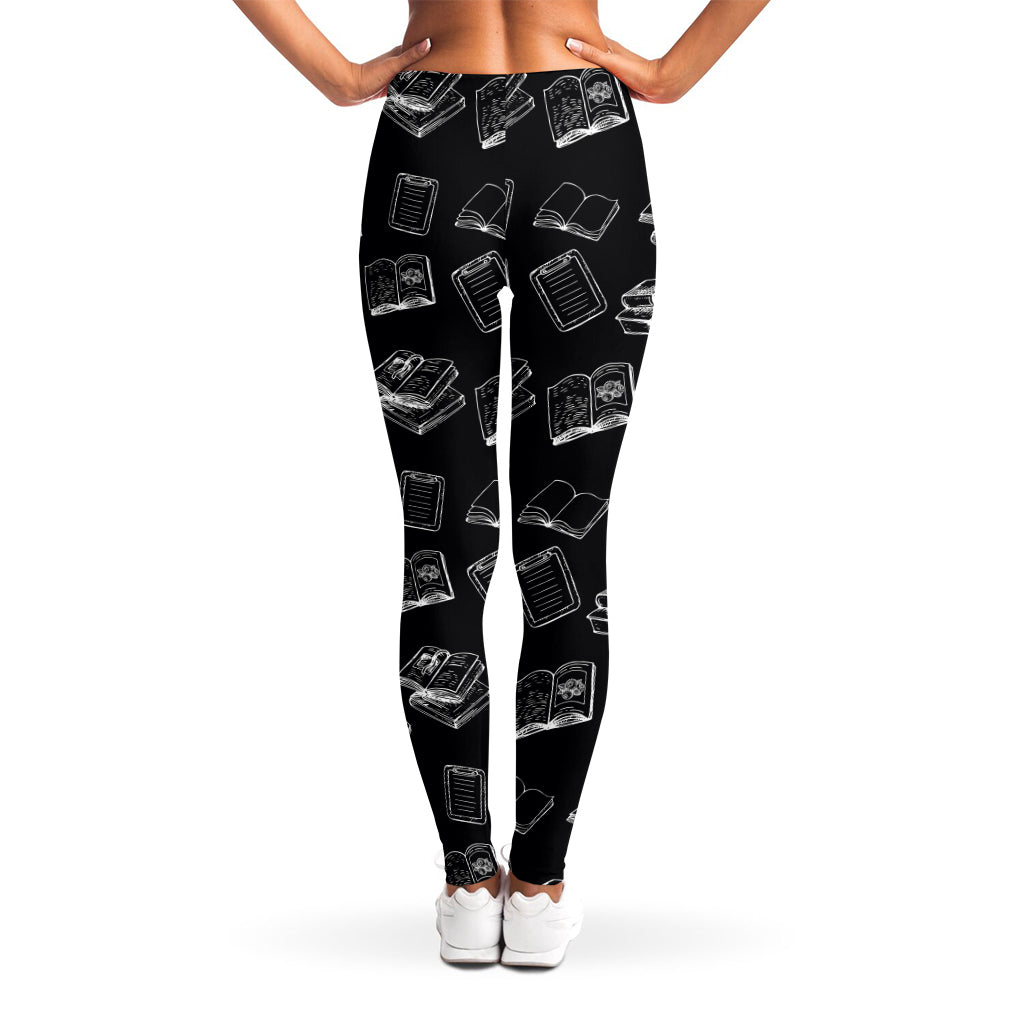 Black And White Books Pattern Print Women's Leggings