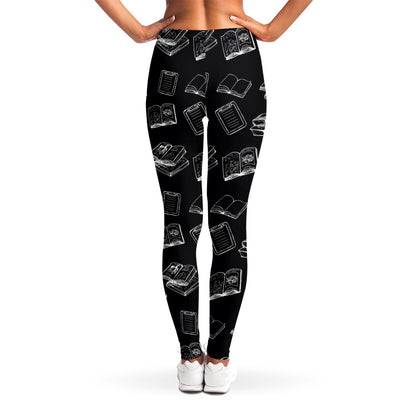 Black And White Books Pattern Print Women's Leggings