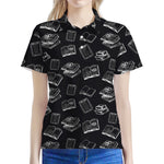 Black And White Books Pattern Print Women's Polo Shirt