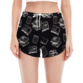 Black And White Books Pattern Print Women's Split Running Shorts