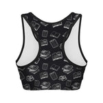 Black And White Books Pattern Print Women's Sports Bra