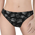 Black And White Books Pattern Print Women's Thong