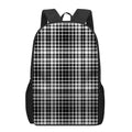 Black And White Border Tartan Print 17 Inch Backpack