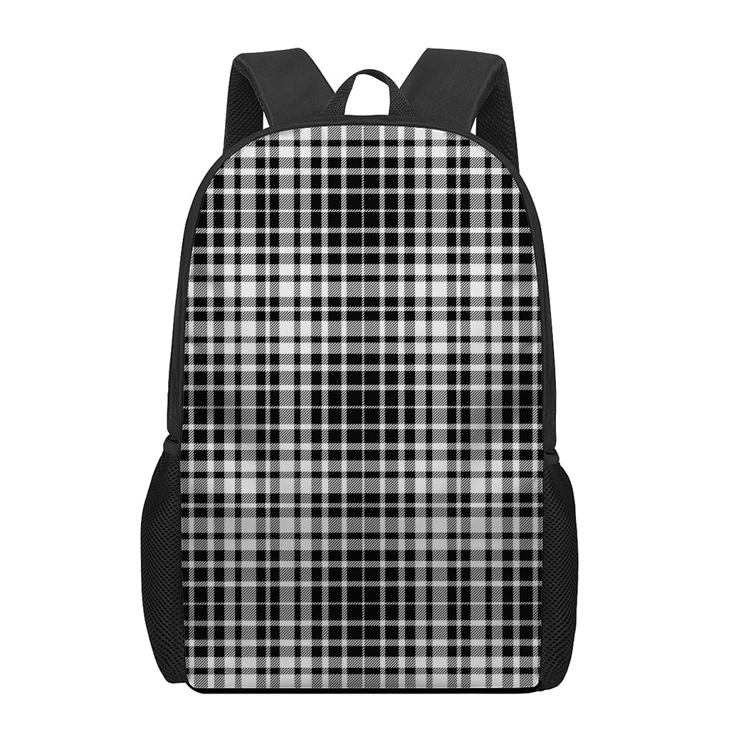 Black And White Border Tartan Print 17 Inch Backpack