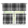 Black And White Border Tartan Print 3 Piece Kitchen Curtains