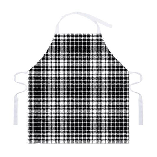 Black And White Border Tartan Print Adjustable Apron