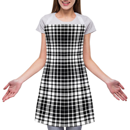 Black And White Border Tartan Print Adjustable Apron