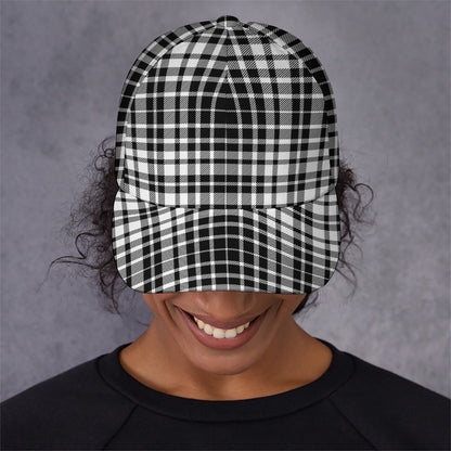 Black And White Border Tartan Print Baseball Cap