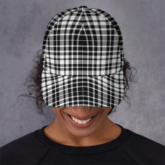 Black And White Border Tartan Print Baseball Cap