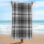 Black And White Border Tartan Print Beach Towel