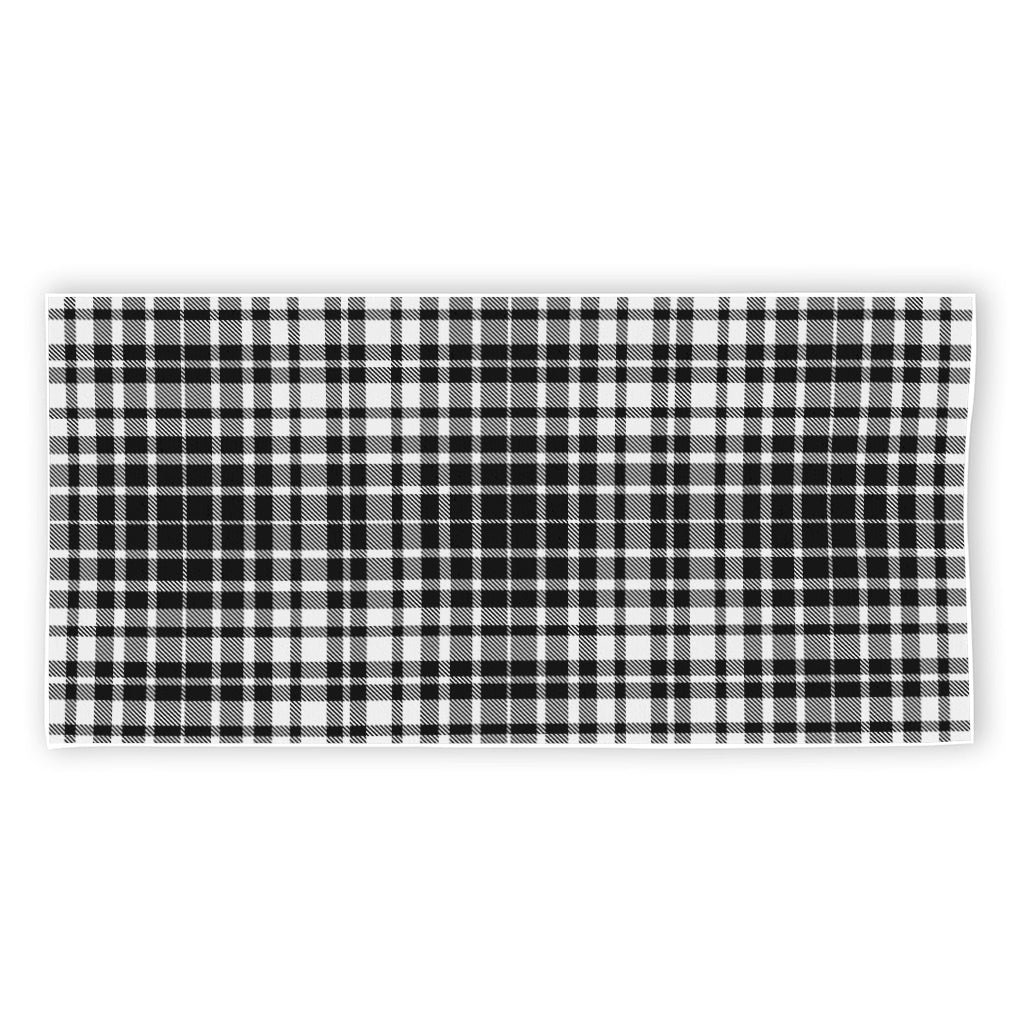 Black And White Border Tartan Print Beach Towel