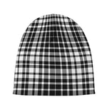 Black And White Border Tartan Print Beanie
