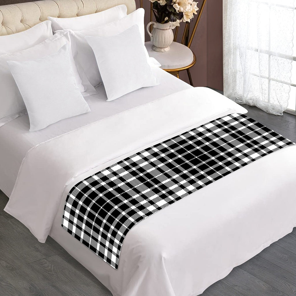 Black And White Border Tartan Print Bed Runner