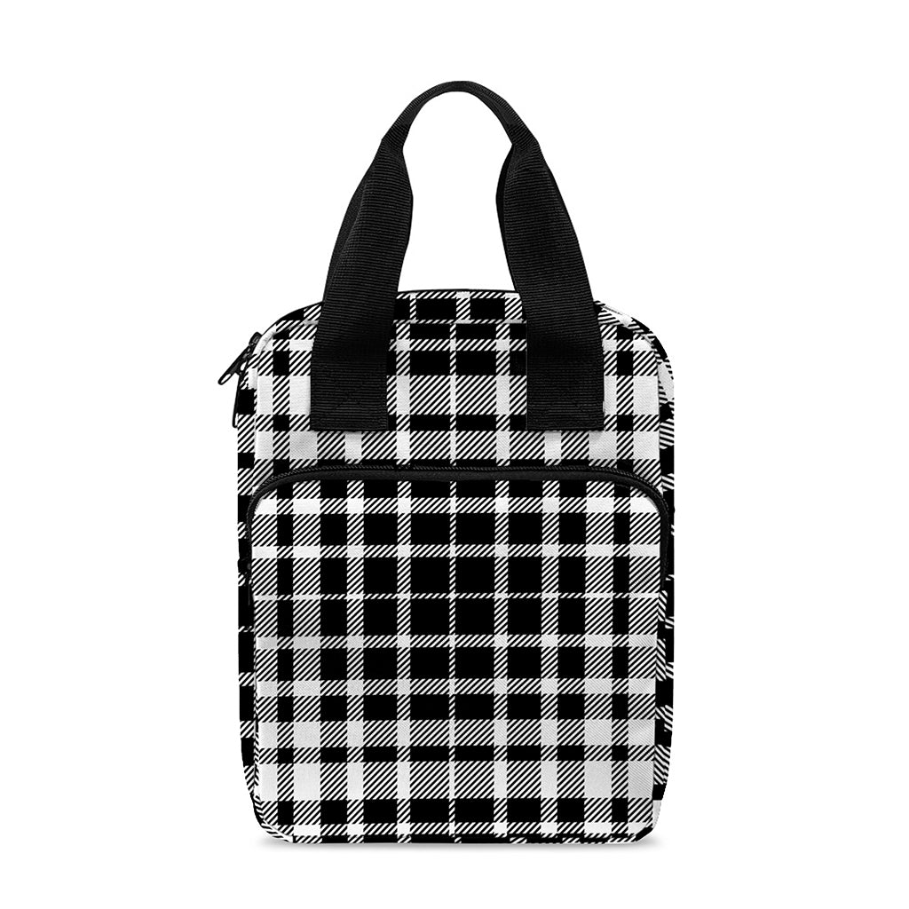 Black And White Border Tartan Print Bible Tote Bag
