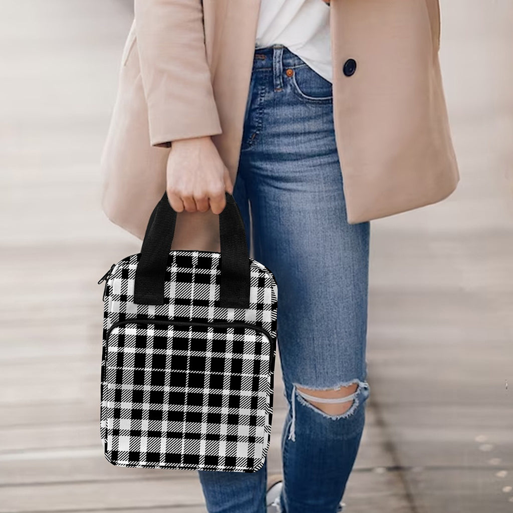 Black And White Border Tartan Print Bible Tote Bag