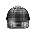 Black And White Border Tartan Print Black Mesh Trucker Hat