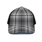 Black And White Border Tartan Print Black Mesh Trucker Cap