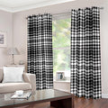 Black And White Border Tartan Print Dimout Grommet Curtains