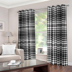 Black And White Border Tartan Print Blackout Grommet Curtains