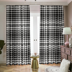 Black And White Border Tartan Print Blackout Pencil Pleat Curtains