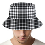 Black And White Border Tartan Print Bucket Hat