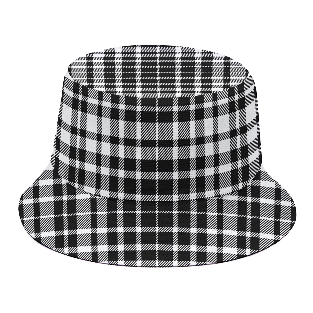 Black And White Border Tartan Print Bucket Hat