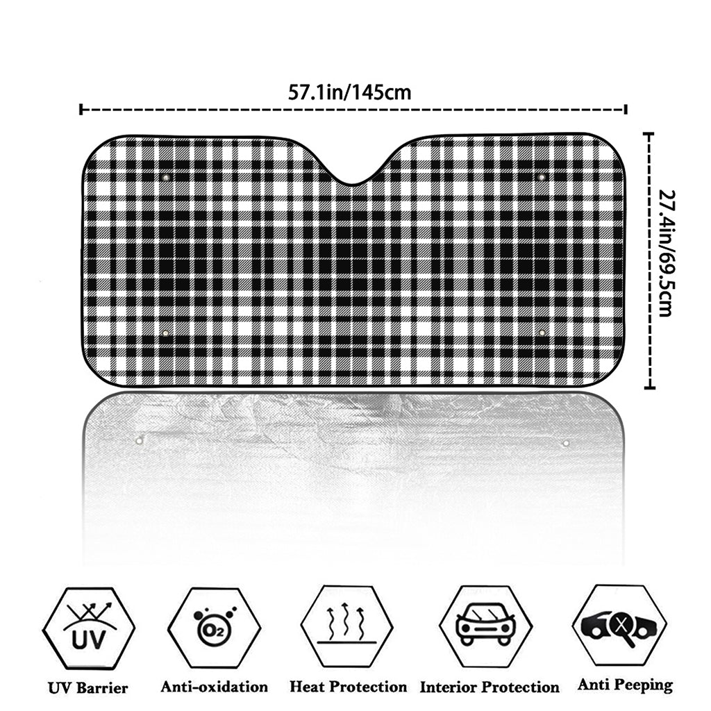 Black And White Border Tartan Print Car Windshield Sun Shade