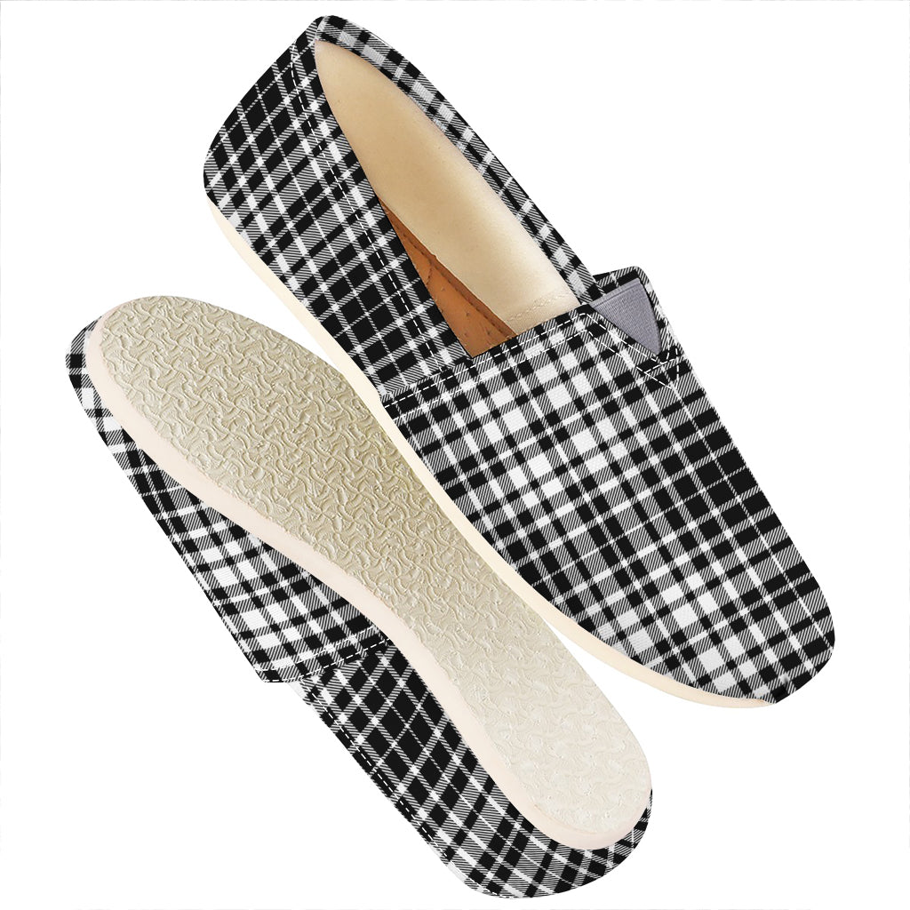 Black And White Border Tartan Print Casual Shoes