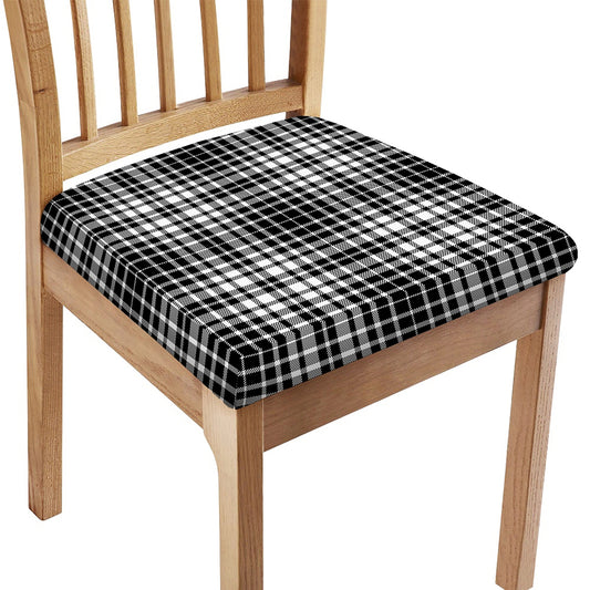 Black And White Border Tartan Print Chair Cushion Cover