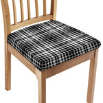 Black And White Border Tartan Print Chair Cushion Cover