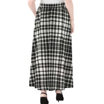 Black And White Border Tartan Print Chiffon Maxi Skirt