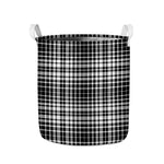 Black And White Border Tartan Print Collapsible Laundry Basket