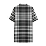 Black And White Border Tartan Print Cotton Hawaiian Shirt