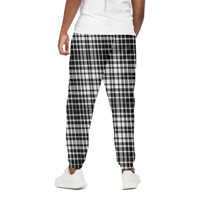 Black And White Border Tartan Print Cotton Pants