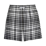 Black And White Border Tartan Print Cotton Shorts