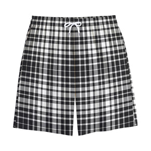 Black And White Border Tartan Print Cotton Shorts